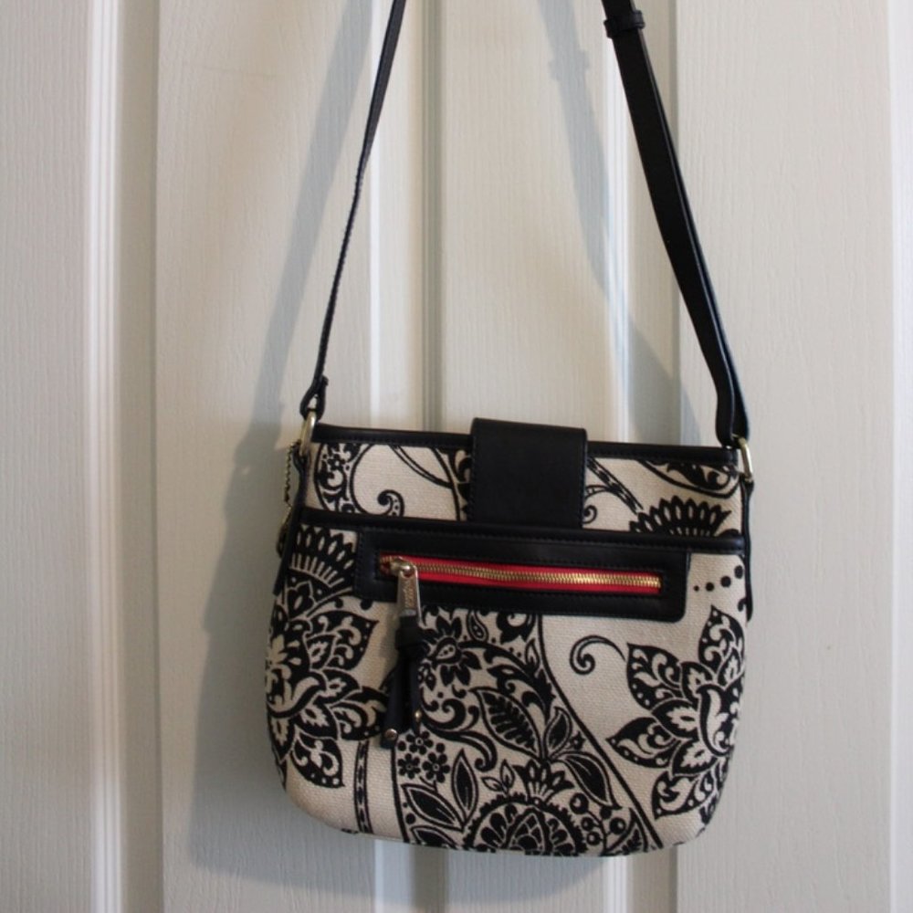Spartina 449 Crossbody Black/White Paisley Bag